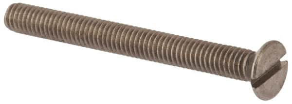 Value Collection - M4x0.70 Metric Coarse, 40mm OAL Slotted Drive Machine Screw - Flat Head, Grade 316 & A4 Stainless Steel, Uncoated, Without Washer - Benchmark Tooling