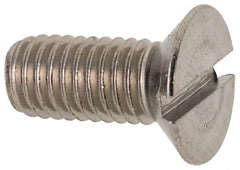 Value Collection - M5x0.80 Metric Coarse, 12mm OAL Slotted Drive Machine Screw - Flat Head, Grade 316 & A4 Stainless Steel, Uncoated, Without Washer - Benchmark Tooling