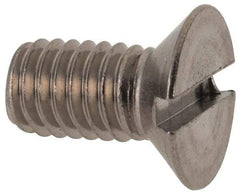 Value Collection - M6x1.00 Metric Coarse, 12mm OAL Slotted Drive Machine Screw - Flat Head, Grade 316 & A4 Stainless Steel, Uncoated, Without Washer - Benchmark Tooling