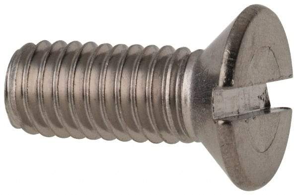 Value Collection - M6x1.00 Metric Coarse, 16mm OAL Slotted Drive Machine Screw - Flat Head, Grade 316 & A4 Stainless Steel, Uncoated, Without Washer - Benchmark Tooling