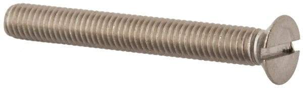 Value Collection - M6x1.00 Metric Coarse, 50mm OAL Slotted Drive Machine Screw - Flat Head, Grade 316 & A4 Stainless Steel, Uncoated, Without Washer - Benchmark Tooling