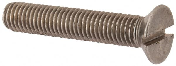 Value Collection - M10x1.50 Metric Coarse, 55mm OAL Slotted Drive Machine Screw - Flat Head, Grade 316 & A4 Stainless Steel, Uncoated, Without Washer - Benchmark Tooling