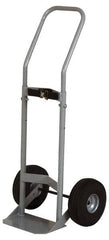 Made in USA - 47" OAH Cylinder Hand Truck - Swept Back Handle, Steel, Full Pneumatic Wheels - Benchmark Tooling