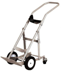 Made in USA - 47" OAH Cylinder Hand Truck - Swept Back Handle, Steel, Semi-Pneumatic Wheels - Benchmark Tooling