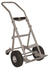 Made in USA - 47" OAH Cylinder Hand Truck - Swept Back Handle, Steel, Full Pneumatic Wheels - Benchmark Tooling