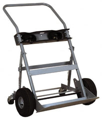 Made in USA - 47" OAH Cylinder Hand Truck - Swept Back Handle, Steel, Full Pneumatic Wheels - Benchmark Tooling