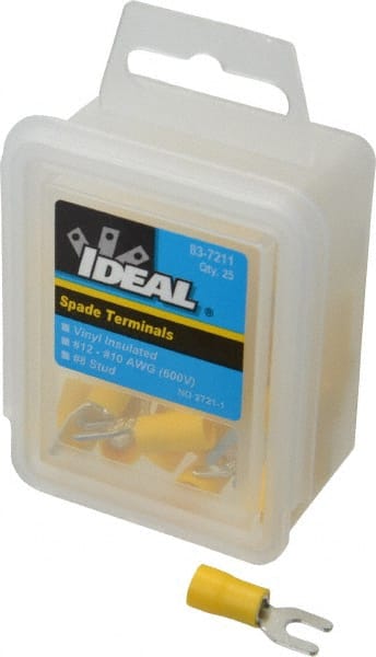 Ideal - #8 Stud, 12 to 10 AWG Compatible, Partially Insulated, Crimp Connection, Standard Fork Terminal - Benchmark Tooling