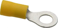 Ideal - 12-10 AWG Partially Insulated Crimp Connection Circular Ring Terminal - 1/4" Stud, 1.167" OAL x 0.512" Wide, Tin Plated Brass Contact - Benchmark Tooling