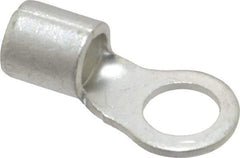 Ideal - 4 AWG Noninsulated Crimp Connection Circular Ring Terminal - 3/8" Stud, 1.319" OAL x 0.65" Wide, Tin Plated Brass Contact - Benchmark Tooling