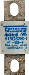 Ferraz Shawmut - 150 VAC/VDC, 250 Amp, Fast-Acting Semiconductor/High Speed Fuse - Bolt-on Mount, 2-21/32" OAL, 100 at AC, 50 at DC kA Rating, 1-1/8" Diam - Benchmark Tooling