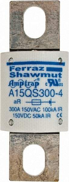 Ferraz Shawmut - 150 VAC/VDC, 300 Amp, Fast-Acting Semiconductor/High Speed Fuse - Bolt-on Mount, 2-21/32" OAL, 100 at AC, 50 at DC kA Rating, 1-1/8" Diam - Benchmark Tooling