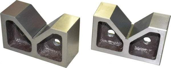 SPI - 3-1/16" Max Capacity, 90° Angle, Cast Iron V-Block - 6" Long x 2-7/16" Wide x 3-1/2" High, Sold as Matched Pair - Benchmark Tooling