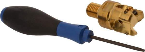 Seco - 1-1/4" Cutting Diam, Modular Connection Indexable Copy End Mill - 3 Inserts, XPKX 12 Insert, R217.97 Toolholder, Through Coolant - Benchmark Tooling