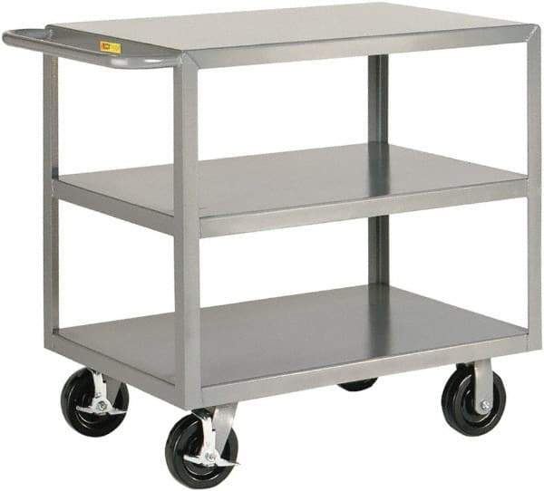 Little Giant - 3,600 Lb Capacity, 30" Wide x 53-1/2" Long x 36" High Shelf Cart - 3 Shelf, Steel - Benchmark Tooling