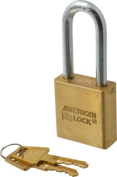 American Lock - 3/4" Shackle Clearance, Keyed Alike Padlock - 5/16" Shackle Diam, Steel - Benchmark Tooling