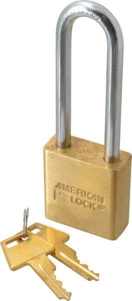 American Lock - 3/4" Shackle Clearance, Keyed Alike Padlock - 5/16" Shackle Diam, Steel - Benchmark Tooling