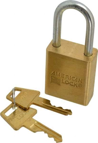 American Lock - 3/4" Shackle Clearance, Keyed Different Padlock - 1/4" Shackle Diam, Steel - Benchmark Tooling