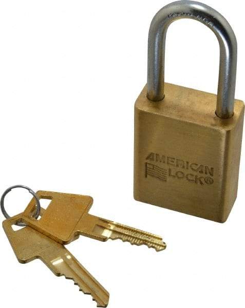 American Lock - 3/4" Shackle Clearance, Keyed Alike Padlock - 1/4" Shackle Diam, Steel - Benchmark Tooling