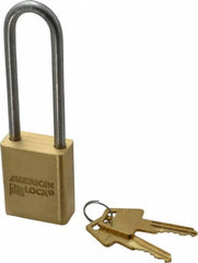 American Lock - 3/4" Shackle Clearance, Keyed Different Padlock - 1/4" Shackle Diam, Steel - Benchmark Tooling