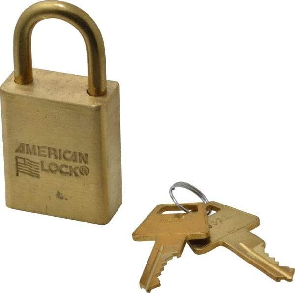 American Lock - 3/4" Shackle Clearance, Keyed Different Padlock - 1/4" Shackle Diam, Steel - Benchmark Tooling