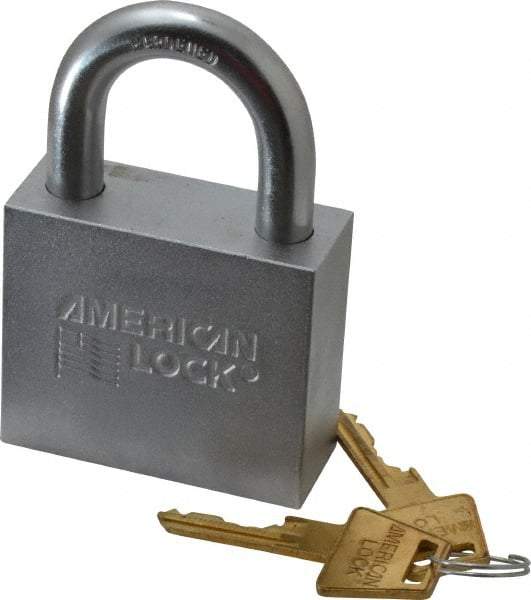 American Lock - 1-1/4" Shackle Clearance, Keyed Different Wide Clearance Padlock - 7/16" Shackle Diam, Steel - Benchmark Tooling