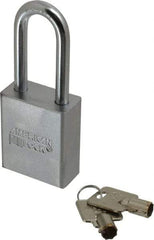 American Lock - 3/4" Shackle Clearance, Keyed Different Tubular Padlock - 5/16" Shackle Diam, Steel - Benchmark Tooling