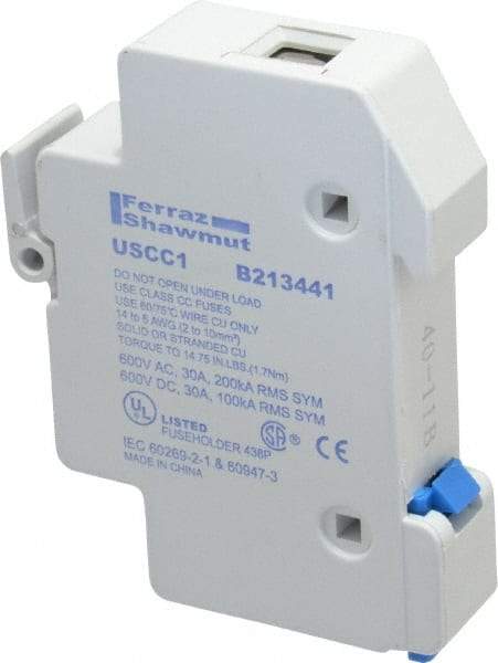 Ferraz Shawmut - 1 Pole, 600 VAC/VDC, 30 Amp, DIN Rail Mount Fuse Holder - Compatible with CC Class, 0.69 Inch Wide Fuse - Benchmark Tooling