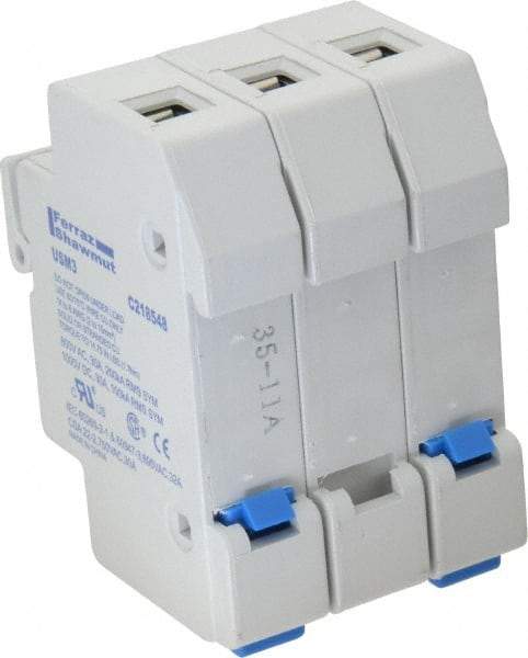 Ferraz Shawmut - 3 Pole, 1000 VDC and 800 VAC, 30 Amp, DIN Rail Mount Fuse Holder - Compatible with CC Class, 1-1/2 Inch Long x 2.07 Inch Wide and 13/32 Inch Diameter Fuse - Benchmark Tooling