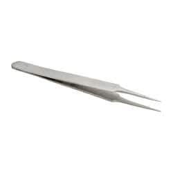 Value Collection - 4-3/4" OAL 2A-SS Precision Tweezers - Rounded Flat Tip with Tapered Edge - Benchmark Tooling