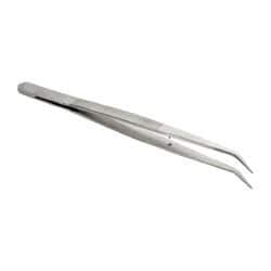 Value Collection - 5-7/8" OAL Stainless Steel Assembly Tweezers - Bent Point with Serrated Shank & Tip - Benchmark Tooling