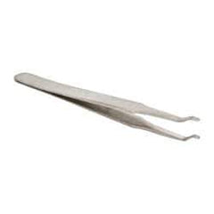 Value Collection - 4-3/4" OAL 2AD-SA Precision Tweezers - Rounded Flat Tip, Thin Tapered Edge - Benchmark Tooling