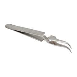 Value Collection - 4-11/32" OAL N7 Reverse Action Tweezers - Curved Fine Point - Benchmark Tooling