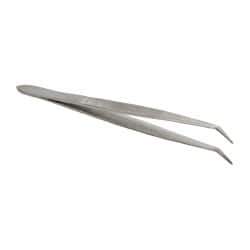 Value Collection - 4-11/32" OAL Stainless Steel Assembly Tweezers - Short Bent Point, Serrated Body/Edge - Benchmark Tooling