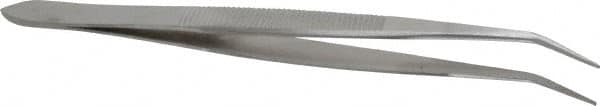 Value Collection - 4-11/32" OAL Assembly Tweezers - Short Bent Point, Serrated Body/Edge - Benchmark Tooling