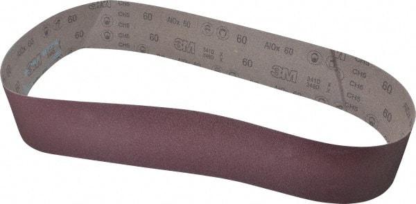 3M - 4" Wide x 60" OAL, 60 Grit, Aluminum Oxide Abrasive Belt - Aluminum Oxide, Medium, Coated, X Weighted Cloth Backing, Series 341D - Benchmark Tooling