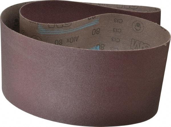 3M - 6" Wide x 60" OAL, 80 Grit, Aluminum Oxide Abrasive Belt - Aluminum Oxide, Medium, Coated, X Weighted Cloth Backing, Series 341D - Benchmark Tooling