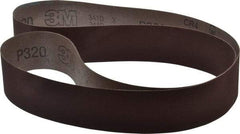 3M - 2" Wide x 60" OAL, 320 Grit, Aluminum Oxide Abrasive Belt - Aluminum Oxide, Extra Fine, Coated, X Weighted Cloth Backing, Series 341D - Benchmark Tooling