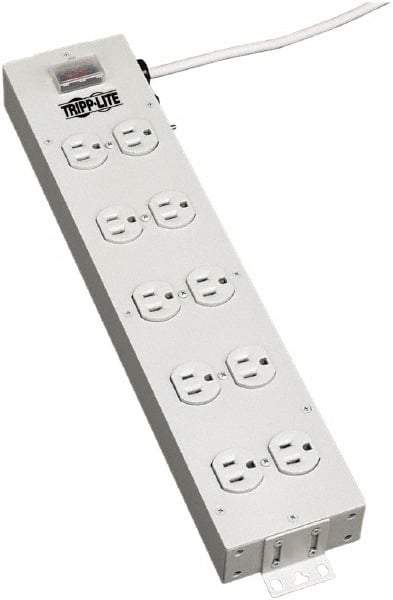 Tripp-Lite - 10 Outlets, 120 VAC15 Amps, 15' Cord, Power Outlet Strip - Keyhole, Tab Mount, 5-15 NEMA Configuration, 17-1/2" Strip - Benchmark Tooling