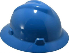 MSA - ANSI Type I, Class E Rated, 8-Point, Pin Lock Adjustment Hard Hat - Size 6-1/2 to 8, Blue, Full Brim - Benchmark Tooling
