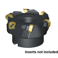 Kennametal - 9 Inserts, 80mm Cut Diam, 27mm Arbor Diam, 3.5mm Max Depth of Cut, Indexable Square-Shoulder Face Mill - 45° Lead Angle, 50mm High, OFPT06L5AFENGB Insert Compatibility, Through Coolant, Series KSOM - Benchmark Tooling