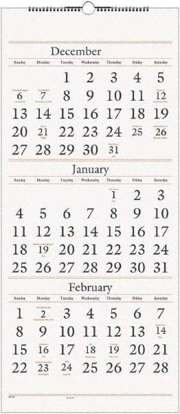 AT-A-GLANCE - 7 Sheet, 12 x 27", Wall Calendar - White - Benchmark Tooling