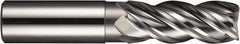 SGS - 5/8", 4 Flute, Single End, Solid Carbide, 0.09" Corner Radius End Mill - 3-1/2" OAL, Right Hand Flute, 1-1/4" LOC, Right Hand Cut - Benchmark Tooling