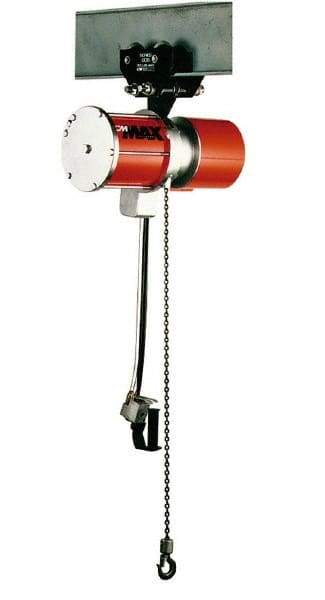 CM - 1 Ton Load Limit, 10' Max Height Hook Mount Air Hoist - 70 SCFM at 90 PSI, 16-3/4" Min Headroom, Pendant Control - Benchmark Tooling