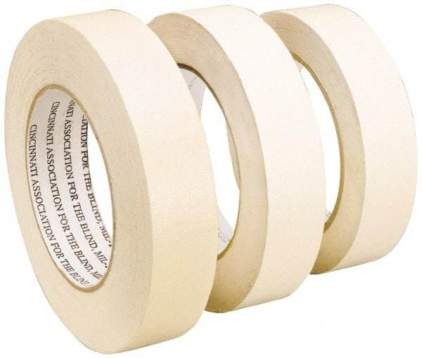 Ability One - 2" Wide x 60 Yd Long White Paper Masking Tape - 5.4 mil Thick - Benchmark Tooling