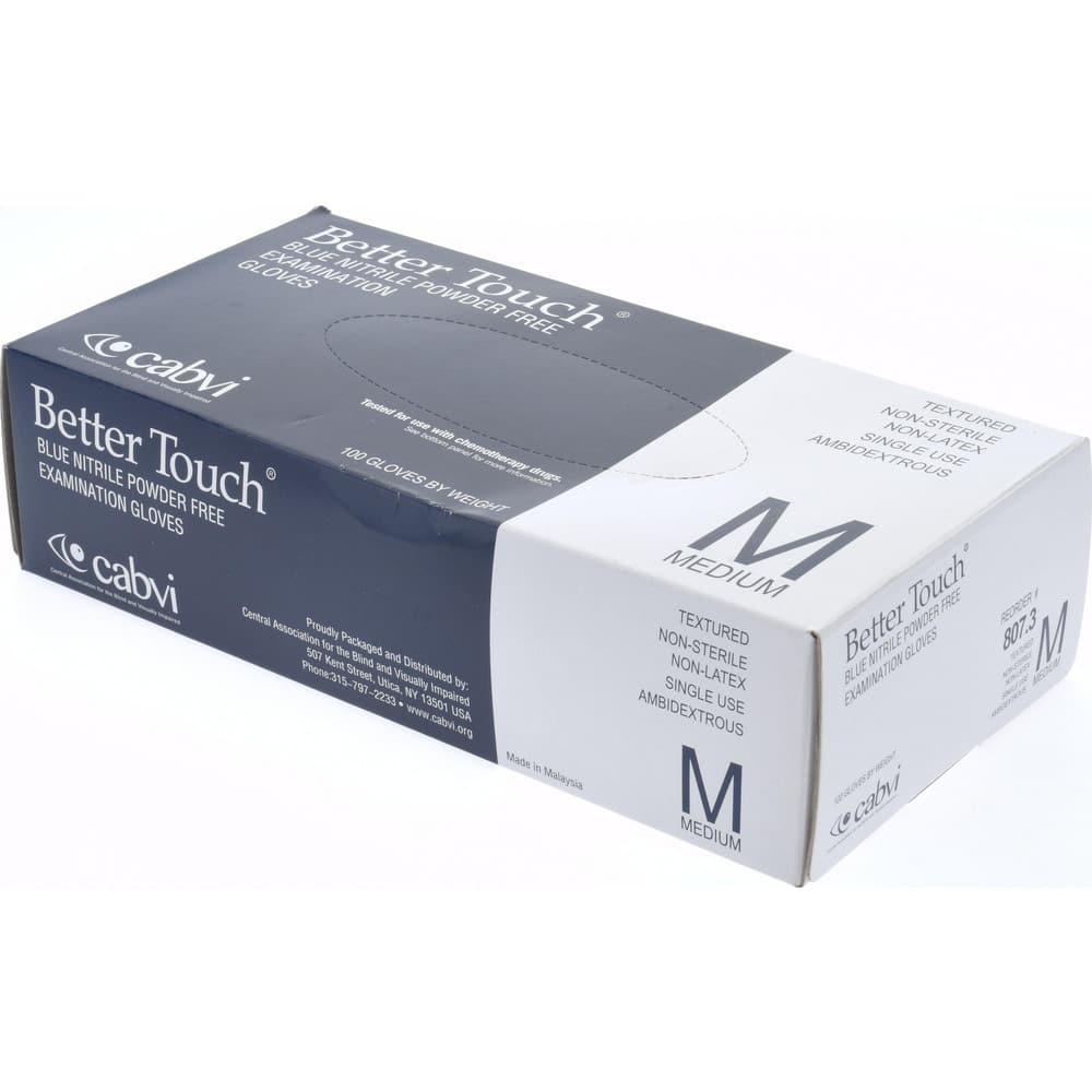 Disposable Gloves: Size Medium, 4 mil, Nitrile Blue, 9″ Length