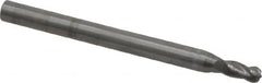OSG - 3/32" Diam, 3/16" LOC, 4 Flute Solid Carbide Ball End Mill - Uncoated, Single End, 1-1/2" OAL, 1/8" Shank Diam, Spiral Flute - Benchmark Tooling