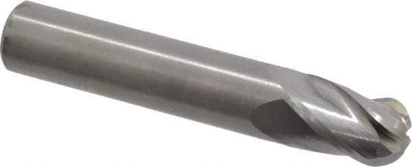 OSG - 7/16" Diam, 5/8" LOC, 4 Flute Solid Carbide Ball End Mill - Uncoated, Single End, 2-1/2" OAL, 7/16" Shank Diam, Spiral Flute - Benchmark Tooling