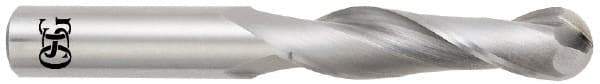 OSG - 5/16" Diam, 1-1/8" LOC, 2 Flute Solid Carbide Ball End Mill - Uncoated, Single End, 3" OAL, 5/16" Shank Diam, Spiral Flute - Benchmark Tooling