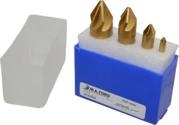 M.A. Ford - 4 Piece, 1/4 to 1" Head Diam, 60° Included Angle, Single End Countersink Set - Benchmark Tooling