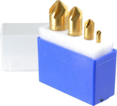 M.A. Ford - 4 Piece, 1/4 to 1" Head Diam, 90° Included Angle, Single End Countersink Set - Benchmark Tooling